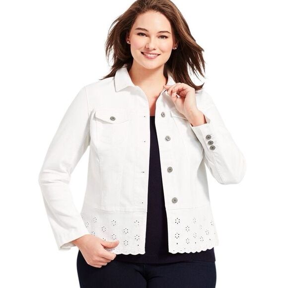 Talbots Peplum White-Denim Jacket size 1X - Picture 1 of 8
